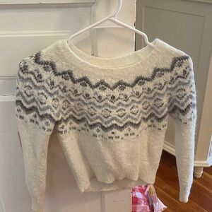 Justice White and Gray Patterned Sweater